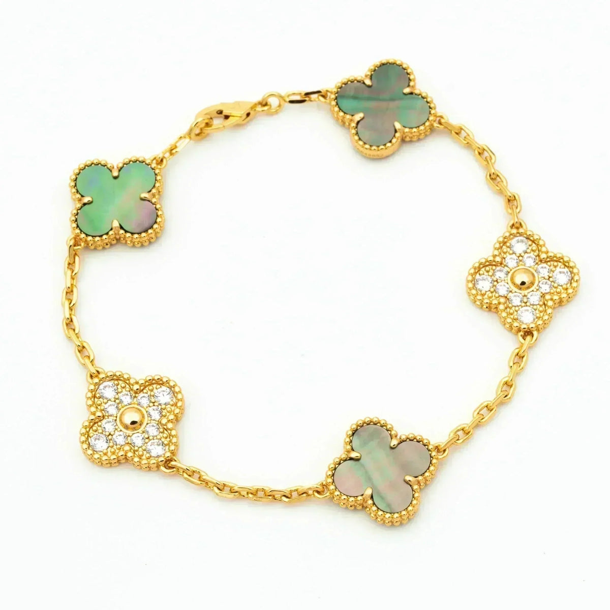 [Spark] CLOVER 5 MOTIF GRAY MOP BRACELET COLLECTION