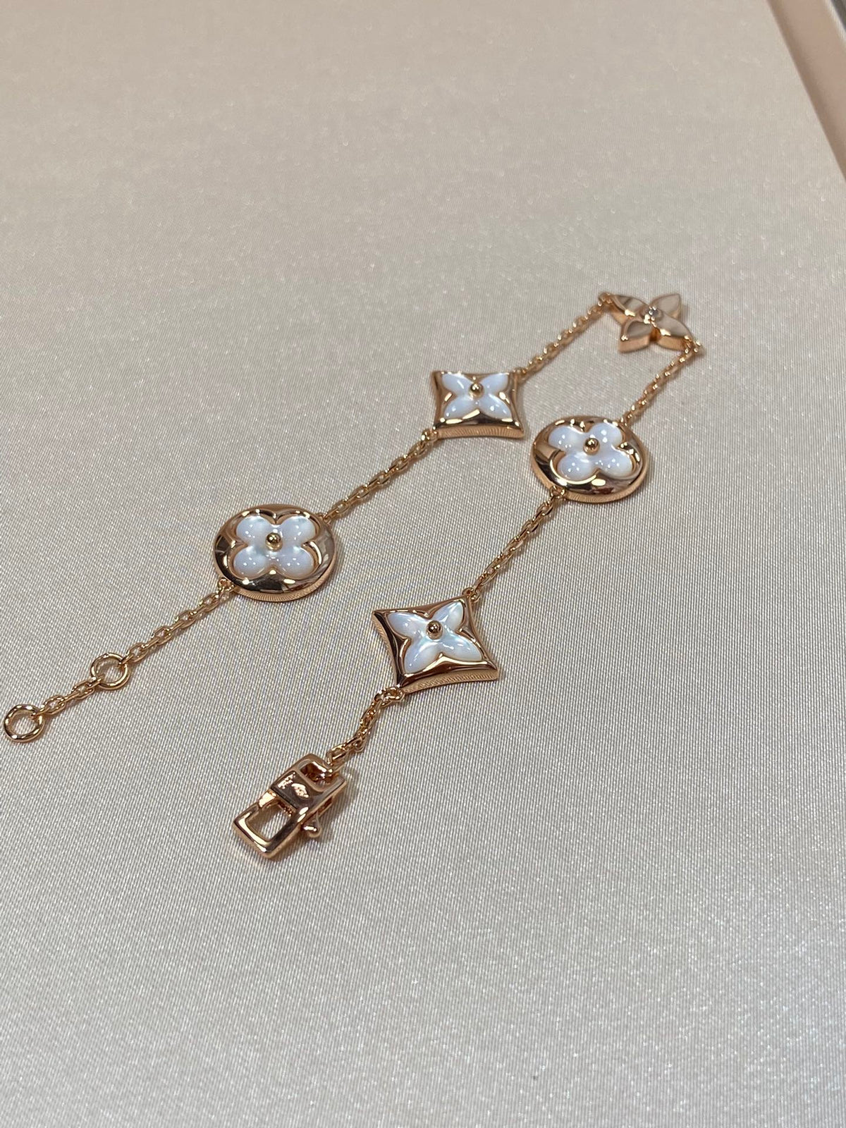 [Spark]STAR AND SUN 5 MOTIF MOP PINK GOLD BRACELET