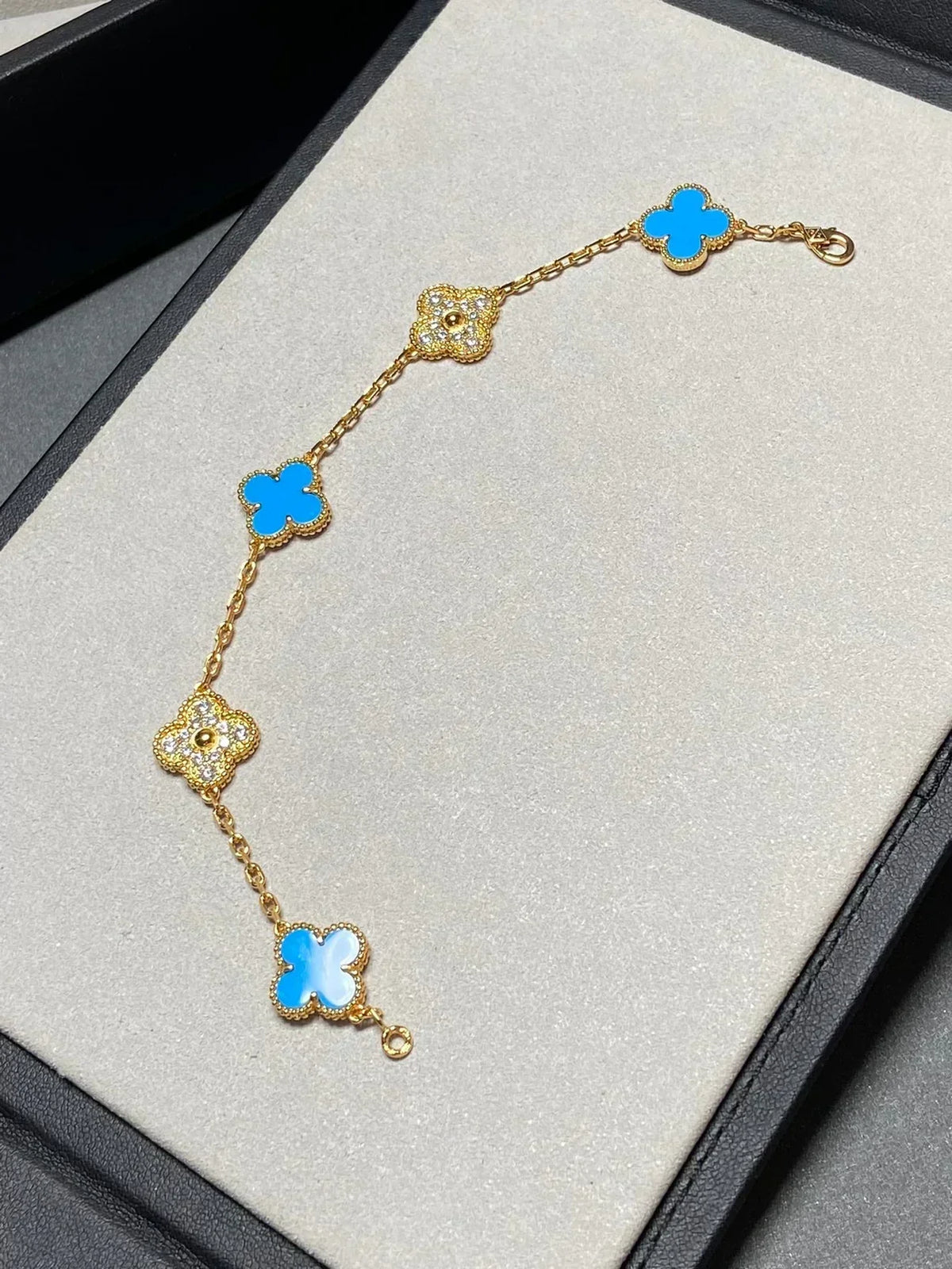 [Spark] CLOVER 5 MOTIF BLUE AGATE BRACELET COLLECTION