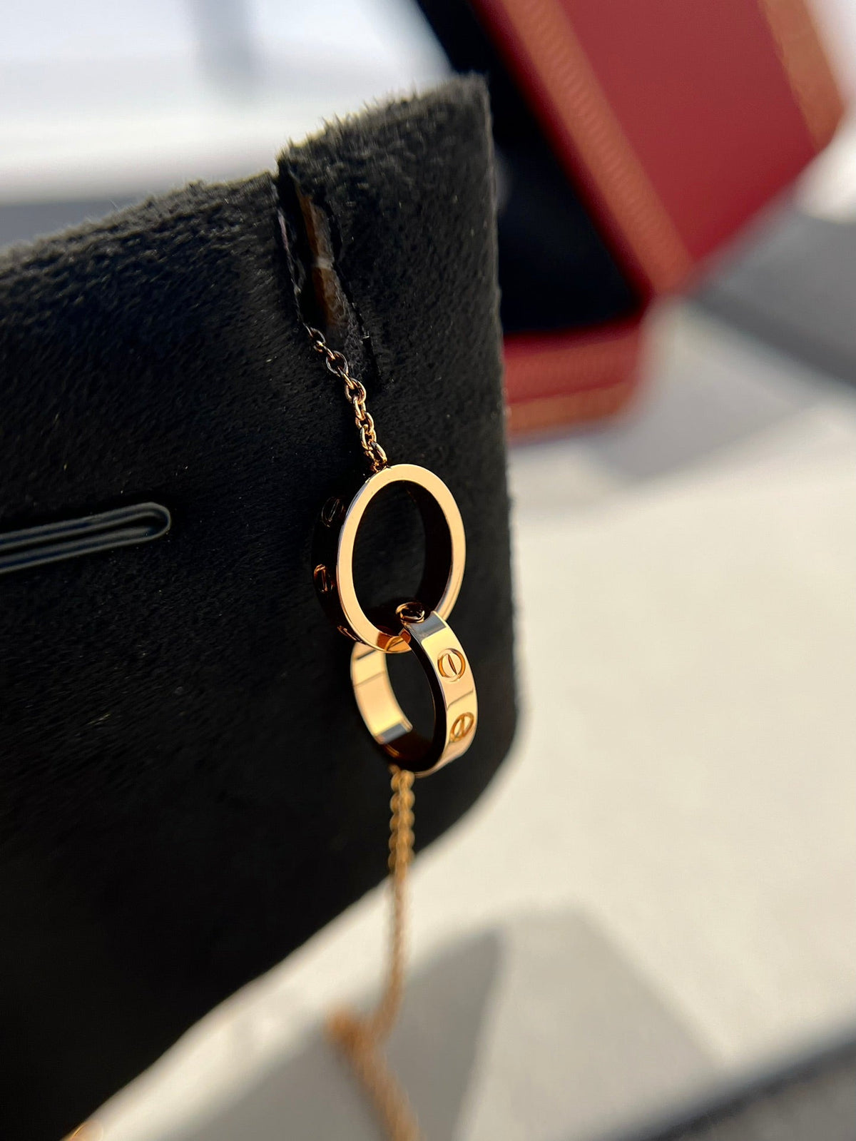 [Spark]LOVE NECKLACE DOUBLE RING PINK GOLD