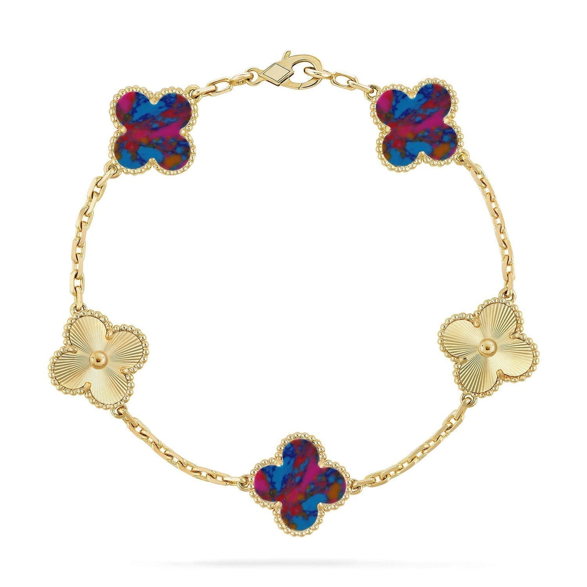 [Spark]CLOVER 5 MOTIF COLOR GEMSTONES BRACELET COLLECTION