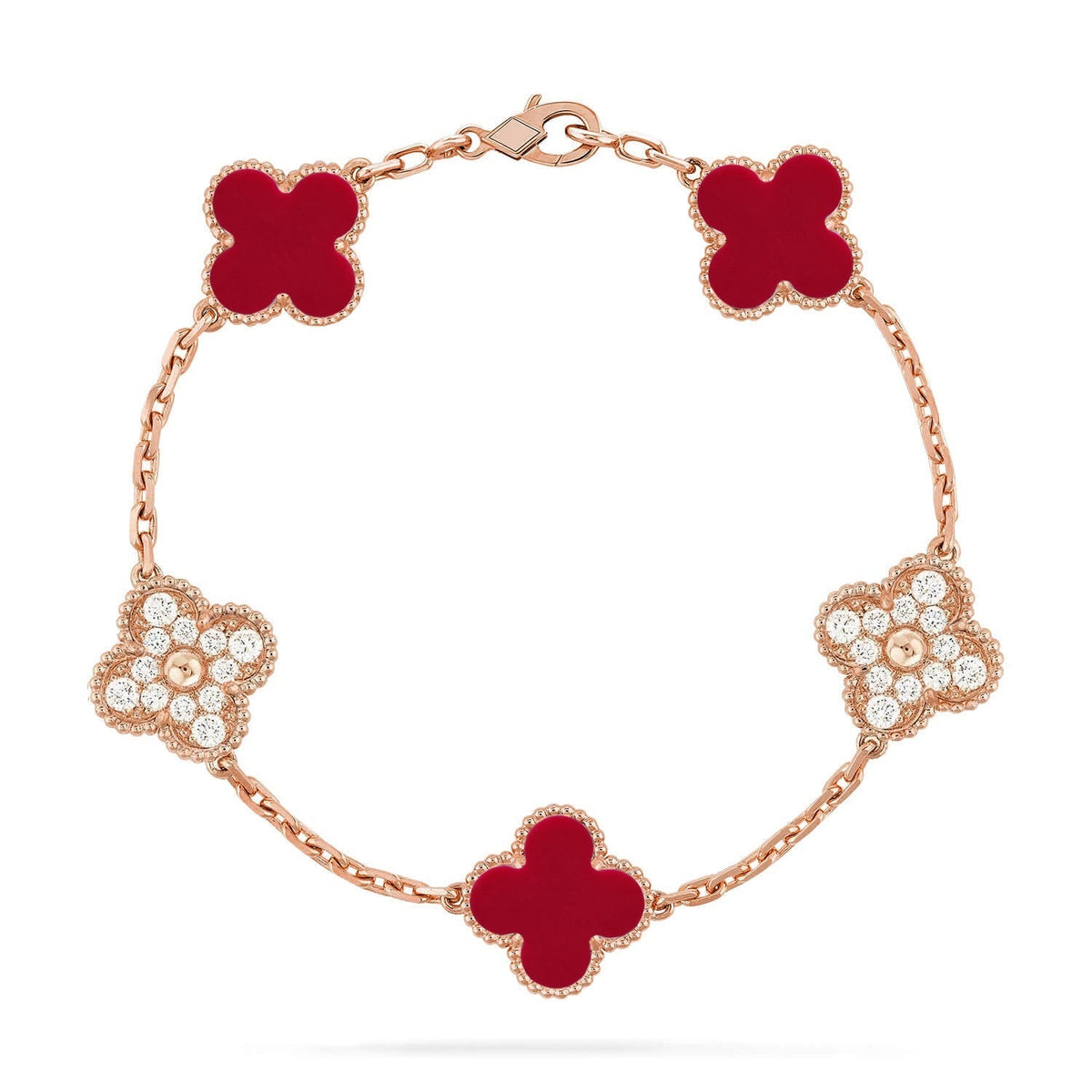 [Spark] CLOVER 5 MOTIF RED CORNELIAN BRACELET COLLECTION