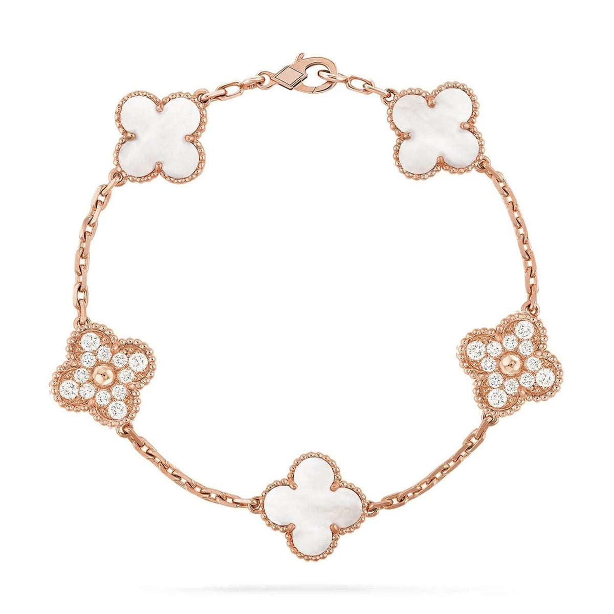 [Spark]CLOVER WHITE PEARL MOP 5 MOTIF BRACELET COLLECTION