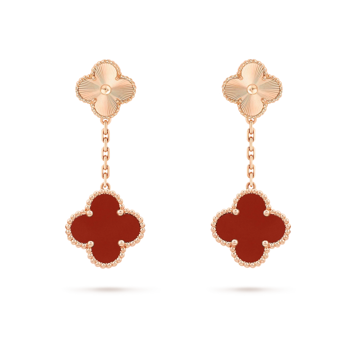 [Spark]CLOVER 2 MOTIF  LASER CARNELIAN EARRINGS