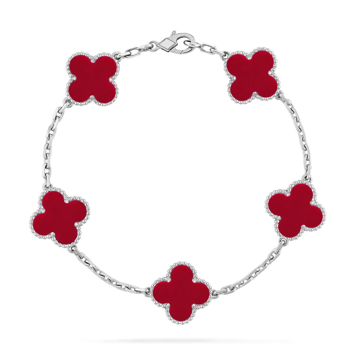 [Spark] CLOVER 5 MOTIF RED CORNELIAN BRACELET COLLECTION