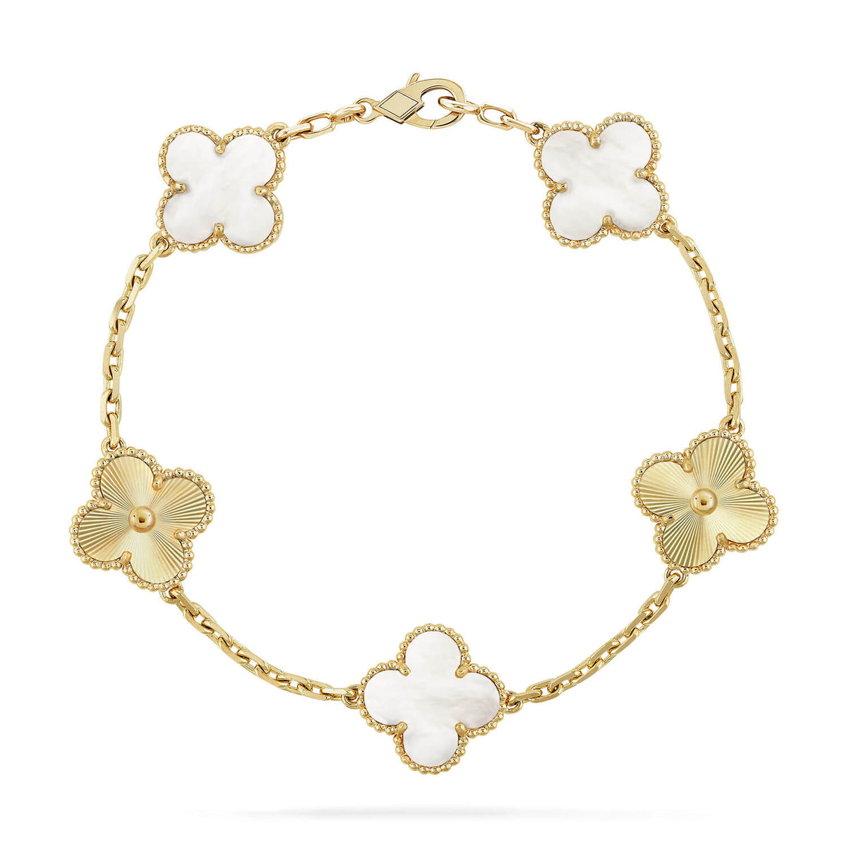 [Spark]CLOVER WHITE PEARL MOP 5 MOTIF BRACELET COLLECTION
