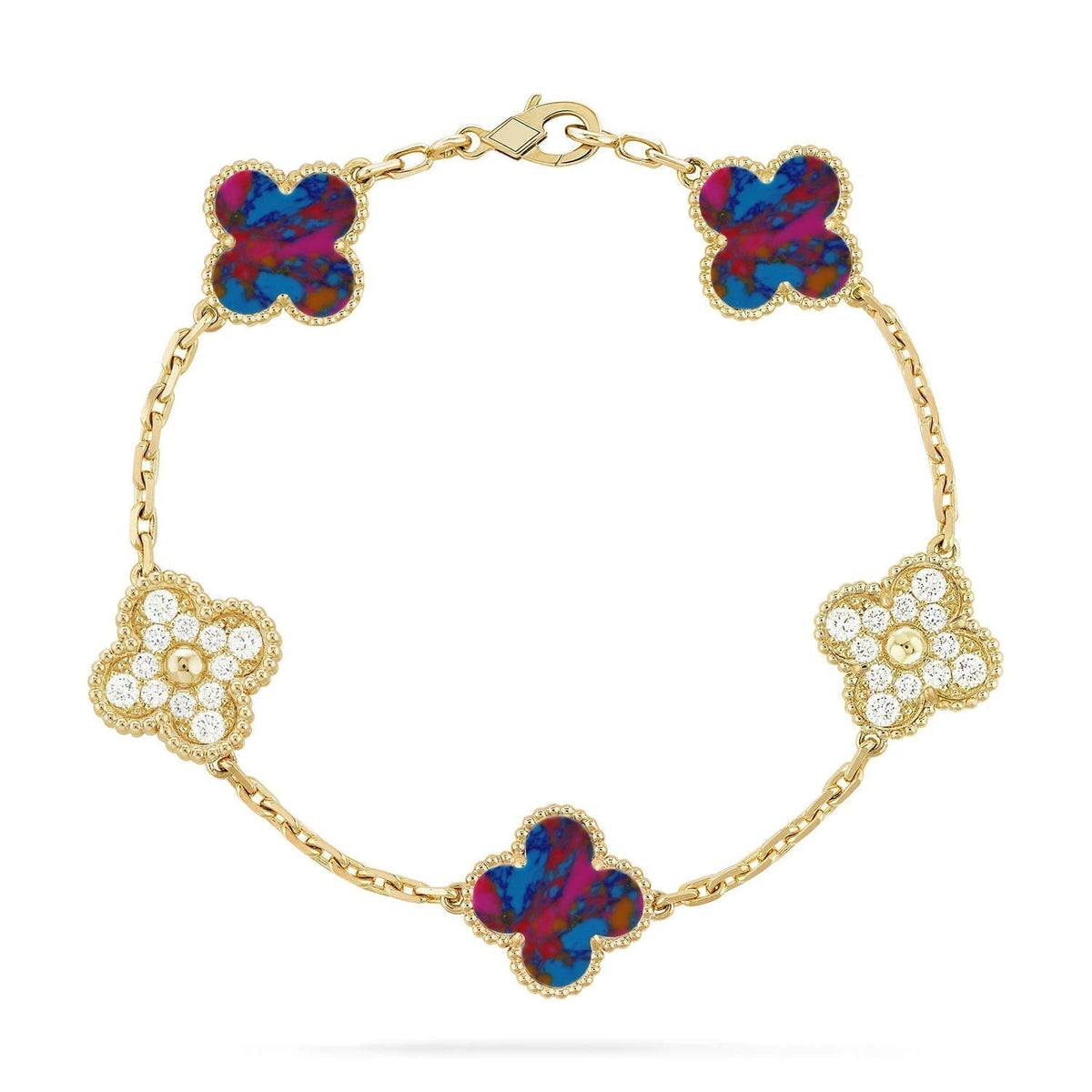 [Spark]CLOVER 5 MOTIF COLOR GEMSTONES BRACELET COLLECTION