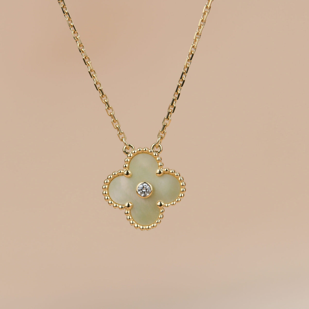 [Spark]CLOVER 15MM DIAMOND GOLD MOTHER OF PEARL NECKLACE