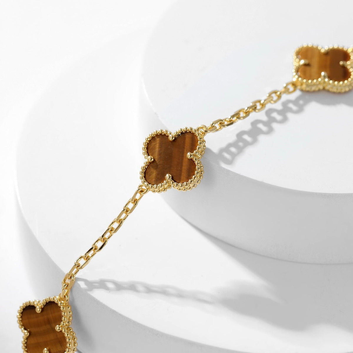[Spark]CLOVER 10 MOTIFS TIGER EYE NECKLACE