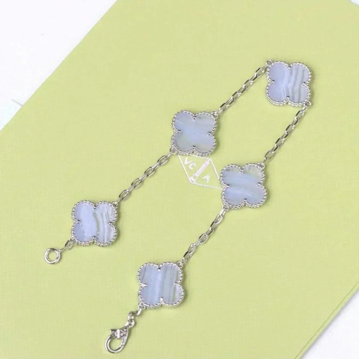 [Spark] CLOVER 5 MOTIF PURPLE CHALCEDONY BRACELET COLLECTION