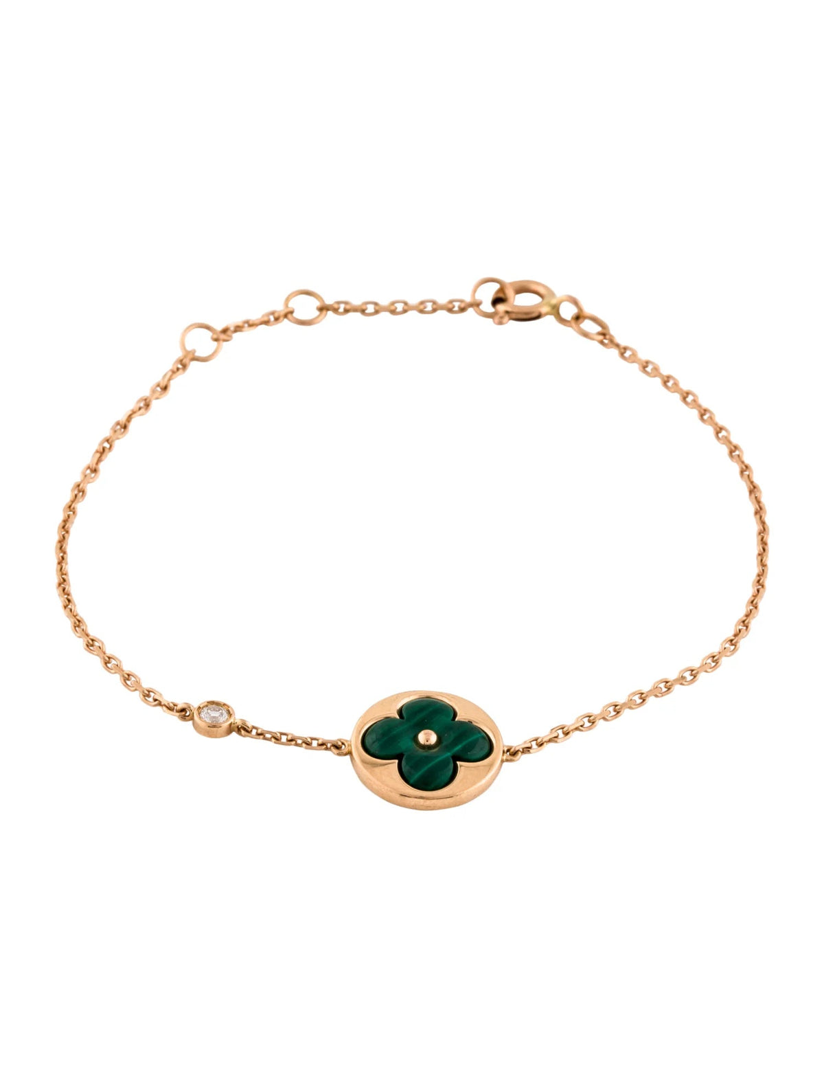 [Spark]SUN MALACHITE 1 DIAMOND PINK GOLD BRACELET