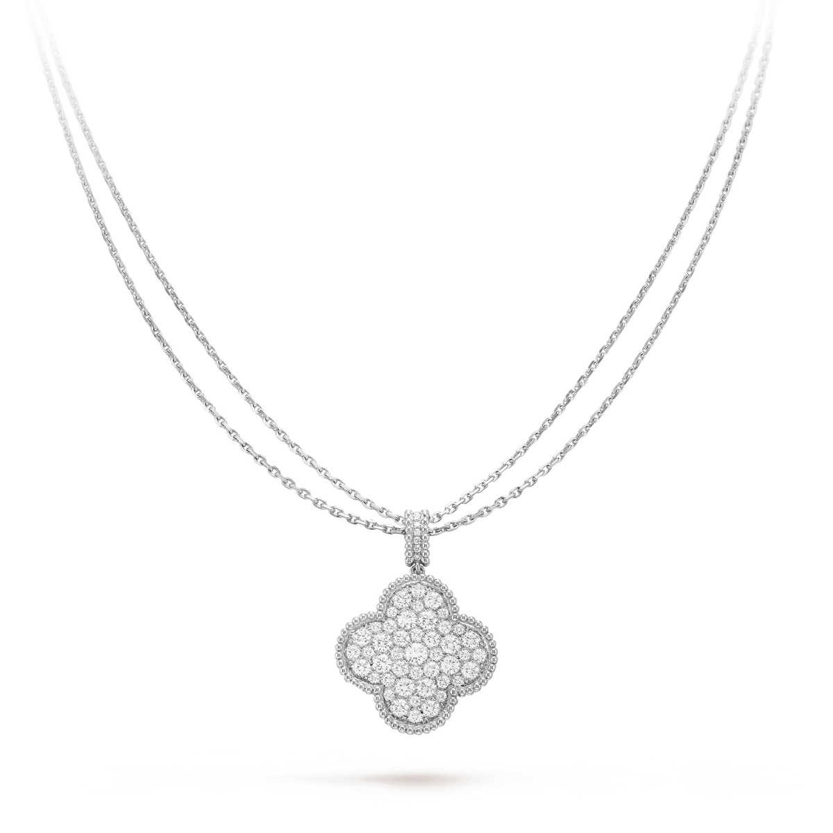 [Spark]CLOVER 25MM SILVER FULL DIAMOND BIG CLOVER NECKLACE