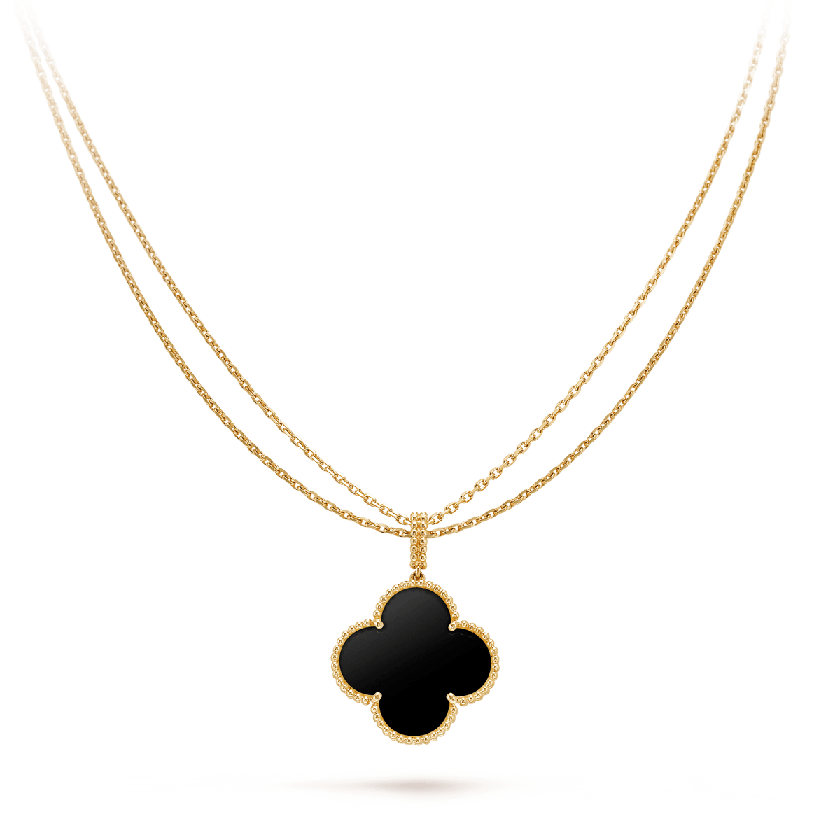 [Spark]CLOVER 25MM GOLD ONYX BIG CLOVER NECKLACE